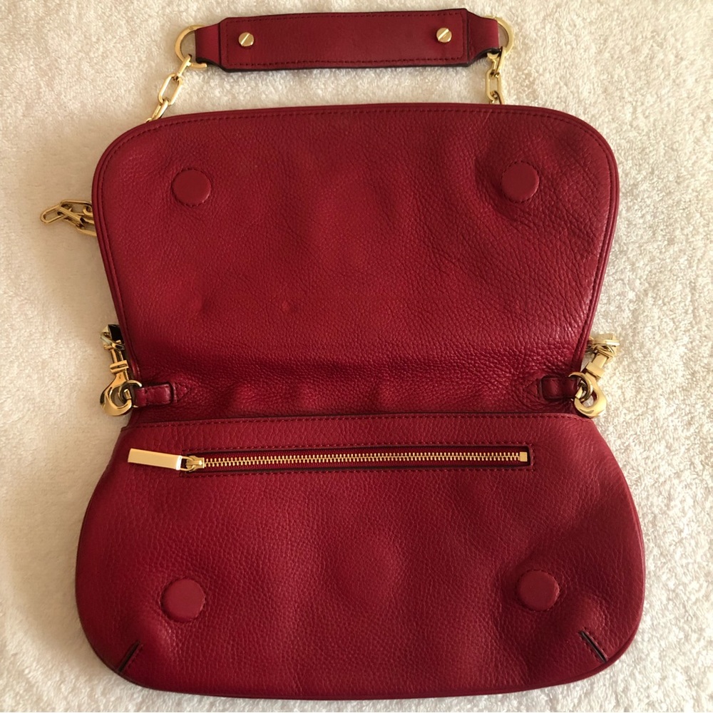 Tory Burch Red Leather Logo Crossbody Bag w/ Tory Burch Dust Cover - Picture 3 of 5